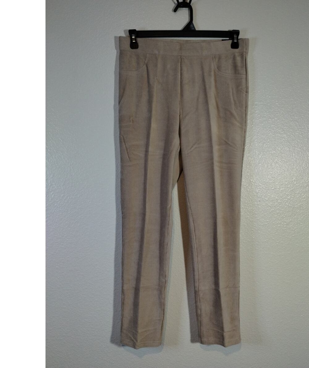 Alfred Dunner Women's Pull-On Pants Size 10 Tan Slim-Fit Comfort Stretch NEW